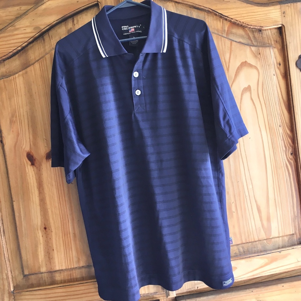 Pro Celebrity Golf Shirt Polo L Large Navy Blue